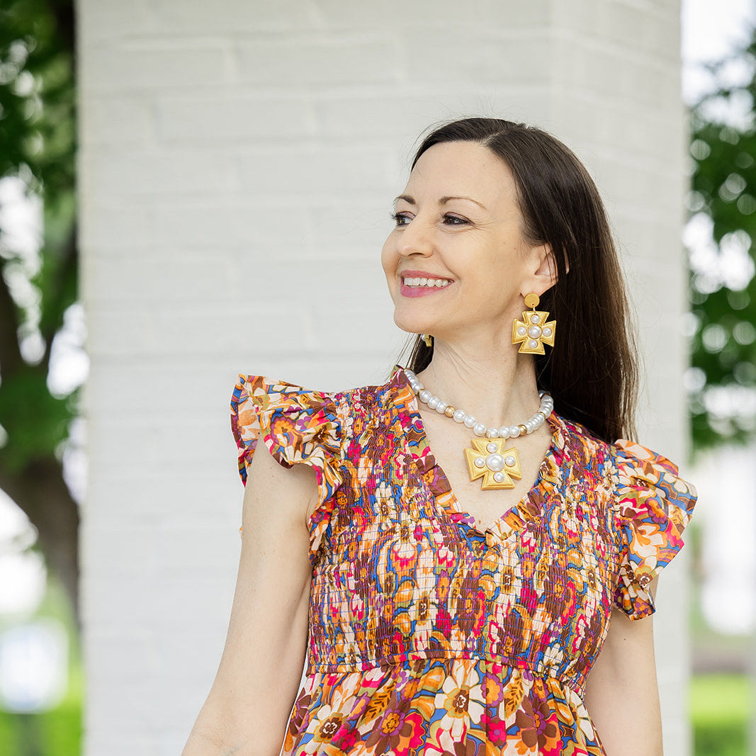 18" Pearls with Grace Pearl Cross