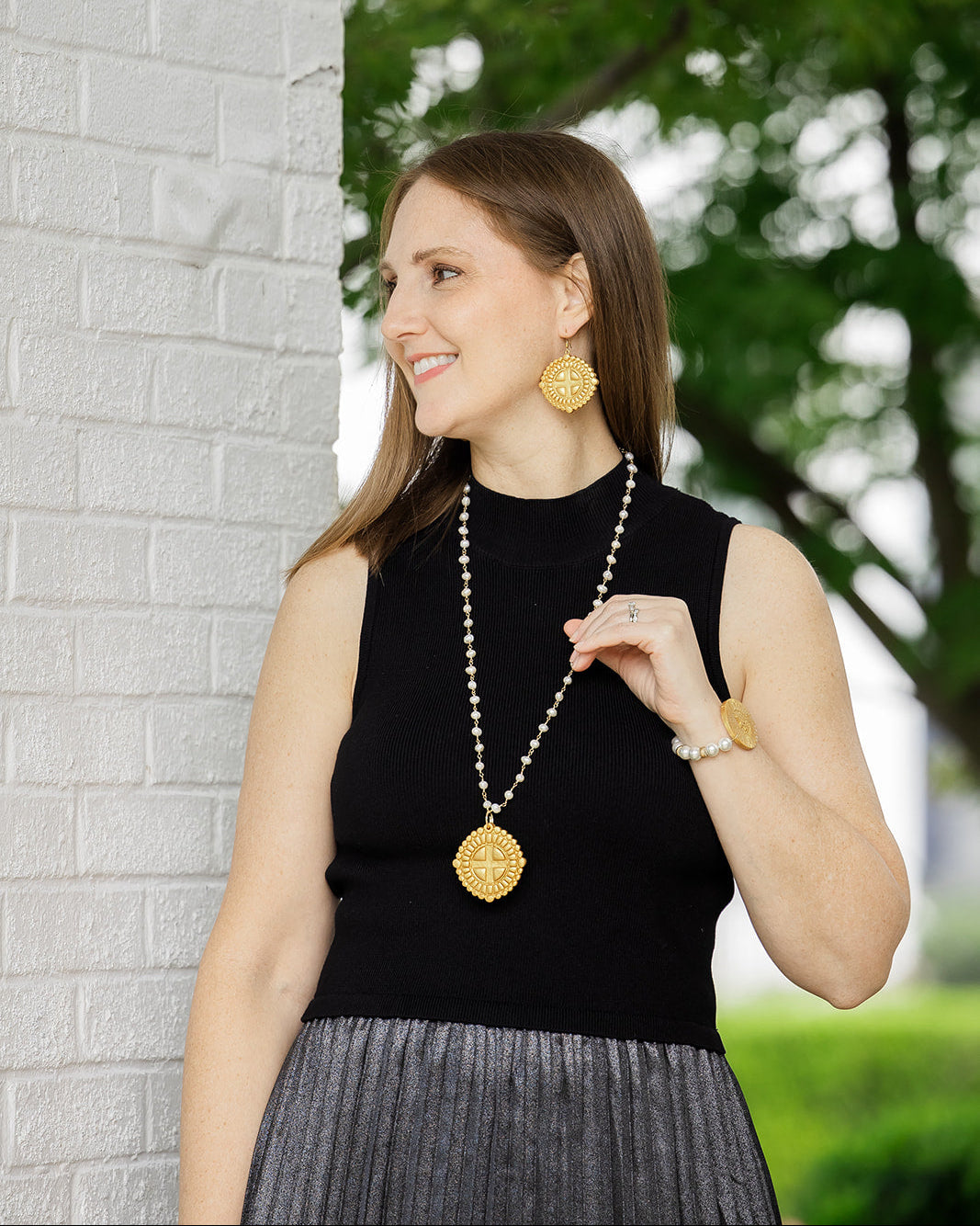 32" Fresh Water Pearl Chain with Annette Cross