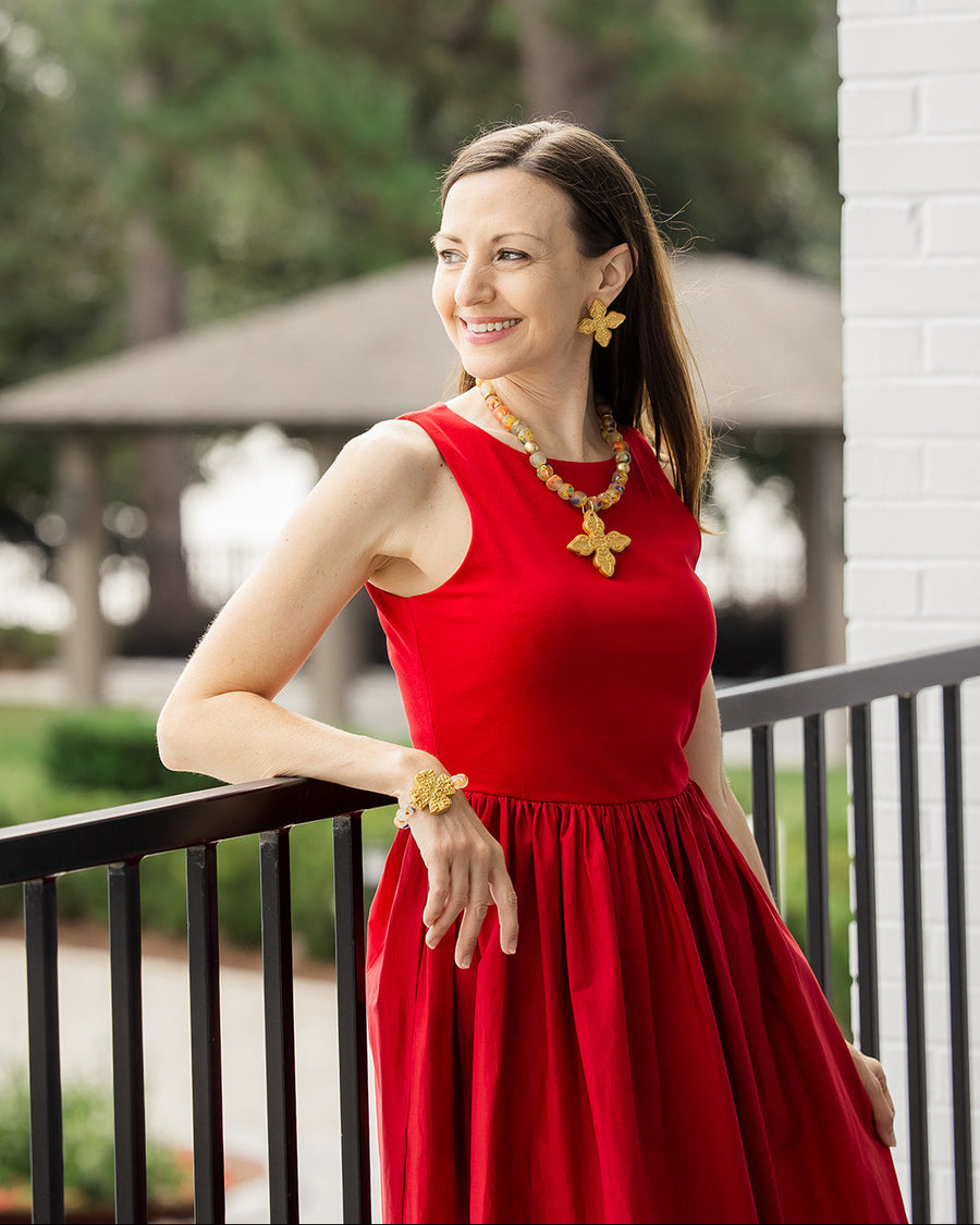 Rainbow African Sea Glass with Rachel Cross Bracelet
