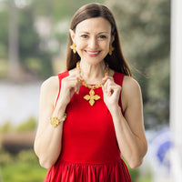 Rainbow African Sea Glass with Rachel Cross Bracelet