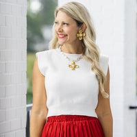 Large Dogwood & Pearl Stud Earrings