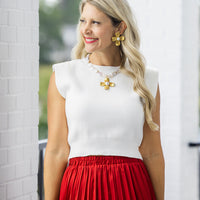 Rectangle Fresh Water Pearl with Dogwood Pearl Necklace