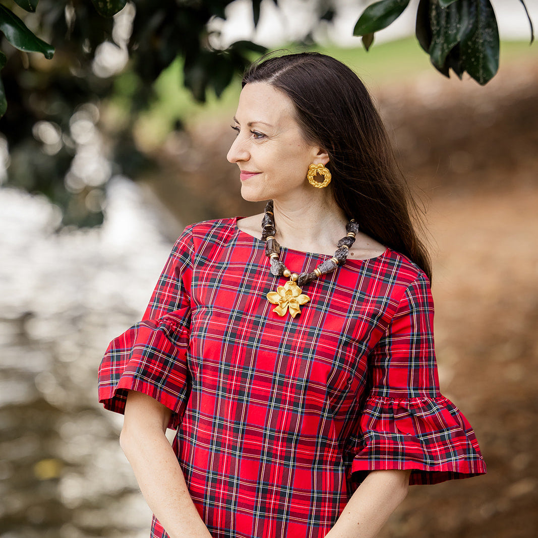 Smokey Quartz with Camellia Blossom Necklace