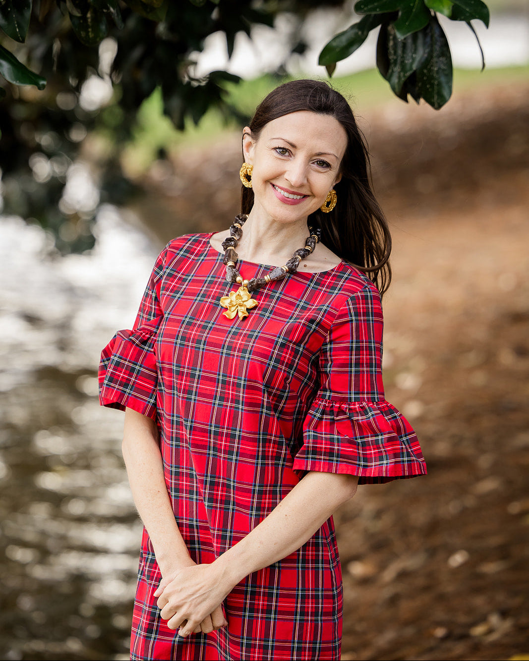 Smokey Quartz with Camellia Blossom Necklace