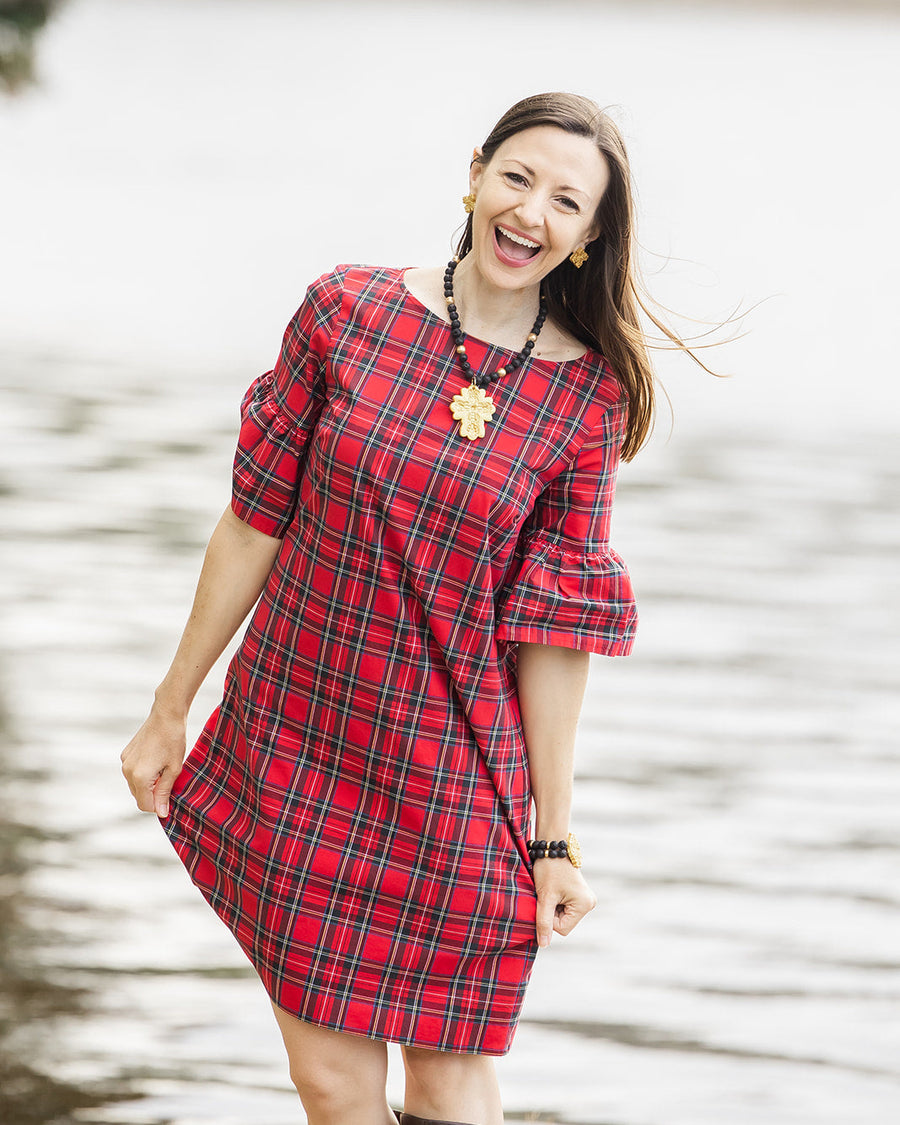 Black Lava Double Strand with Jerusalem Cross