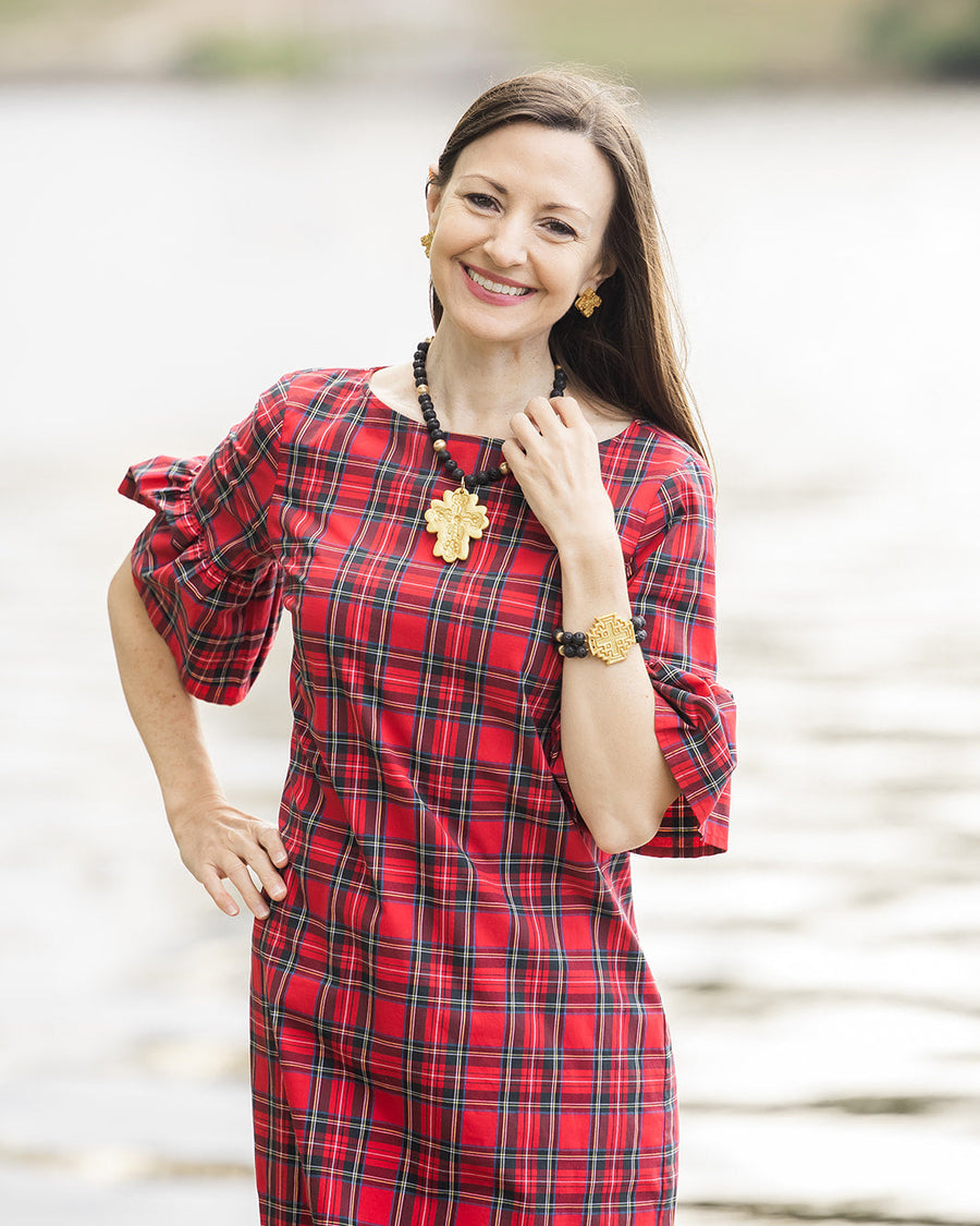 Black Lava with Cherrie Cross Necklace