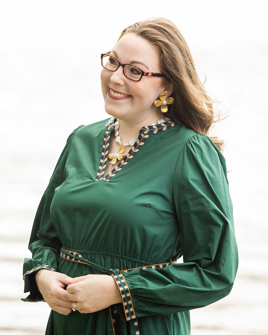 Large Dogwood & Pearl Stud Earrings