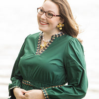 Rectangle Fresh Water Pearl with Dogwood Pearl Necklace