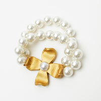 Pearl Double Strand with Dogwood Flower Bracelet