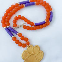 Orange African Glass with Clemson Paw