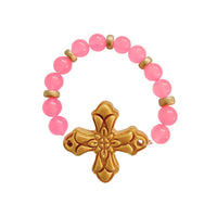 Pink Jade with Sarah Cross Bracelet