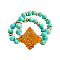 Turquoise Jade with Ellie Cross Gem Bracelet