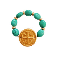 Blue Green Turquoise with Hannah Cross Bracelet