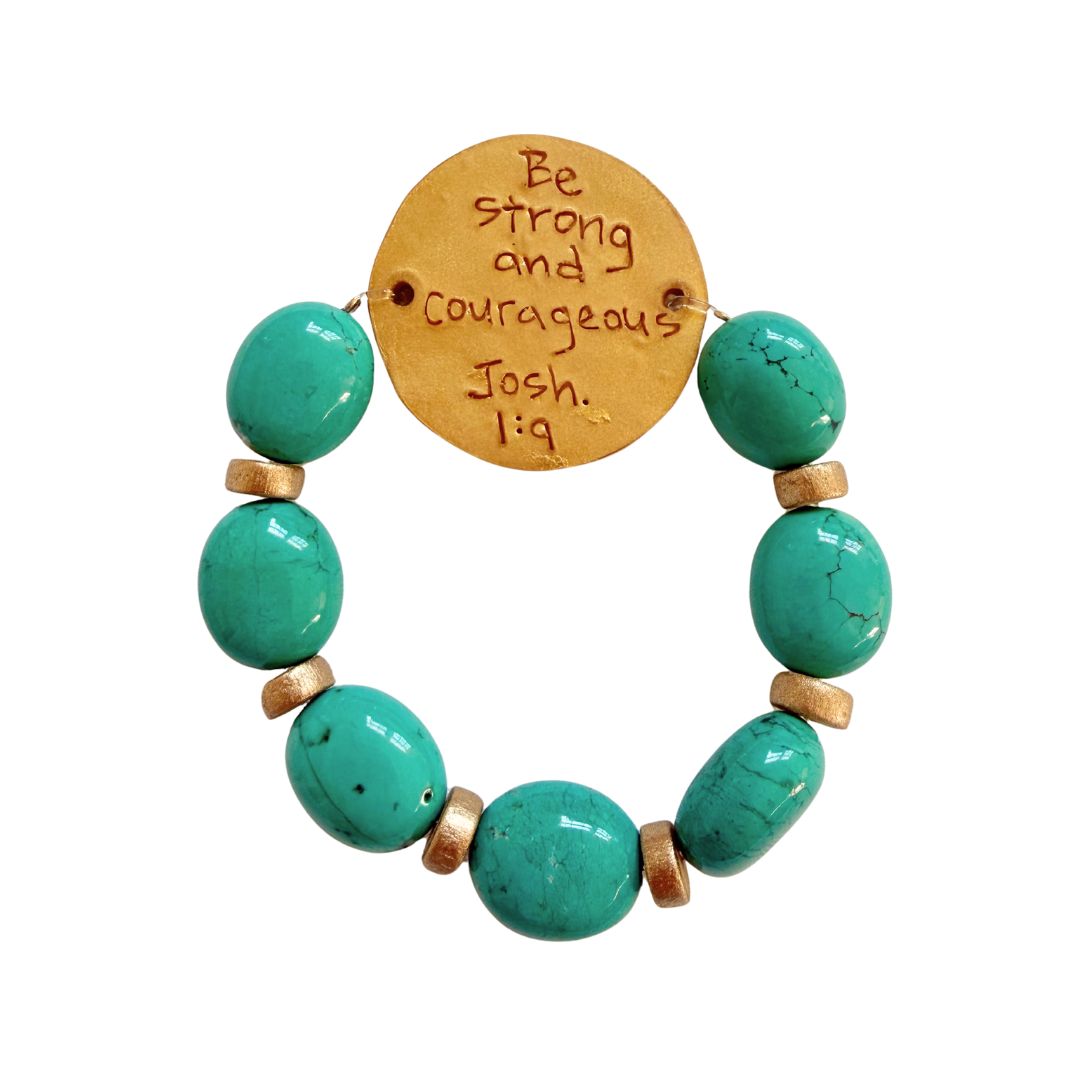 Blue Green Turquoise with Hannah Cross Bracelet