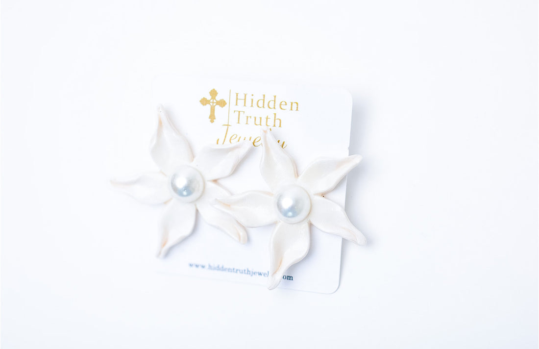 White Lily Studs