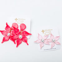 Hot Pink Glitter Lily Dangles