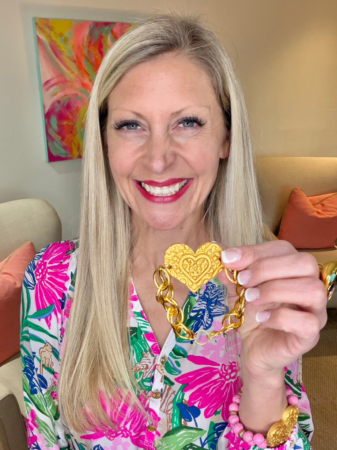 Double Gold Chain Heart Bracelet