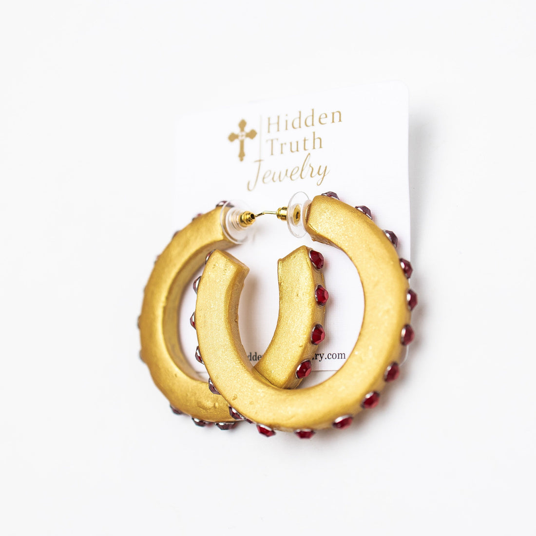 Garnet Studded Hoops