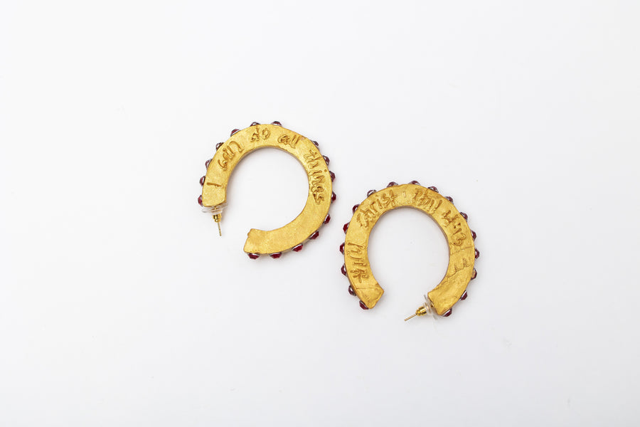 Garnet Studded Hoops
