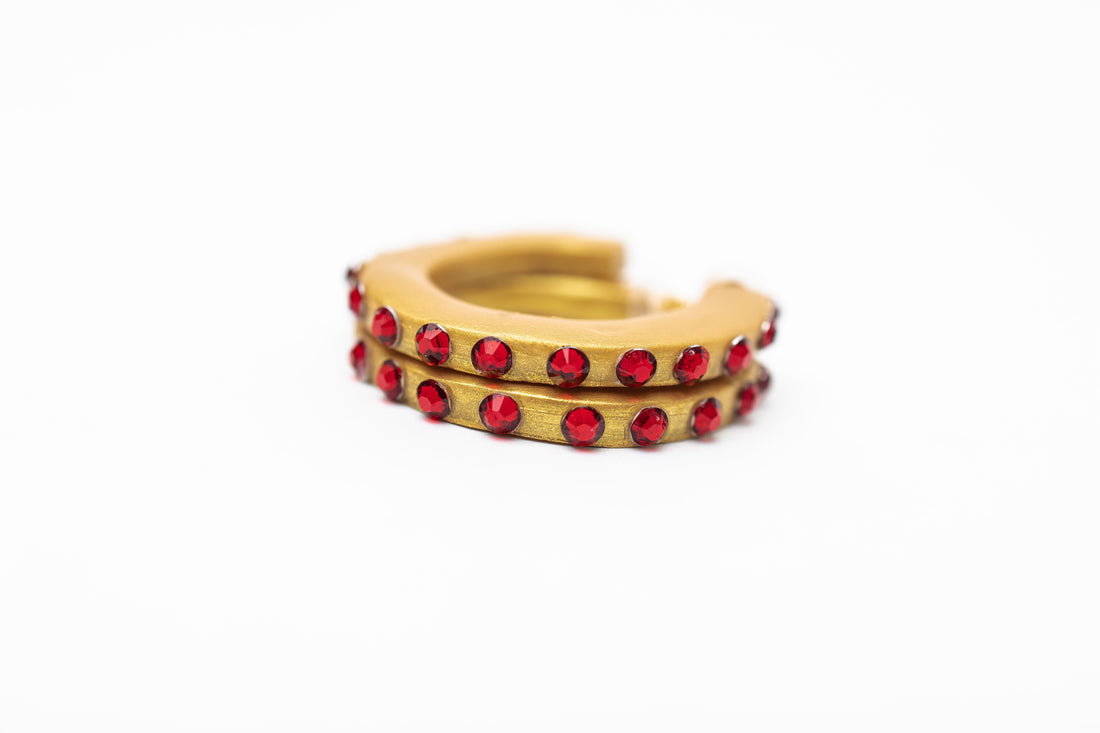 Garnet Studded Hoops