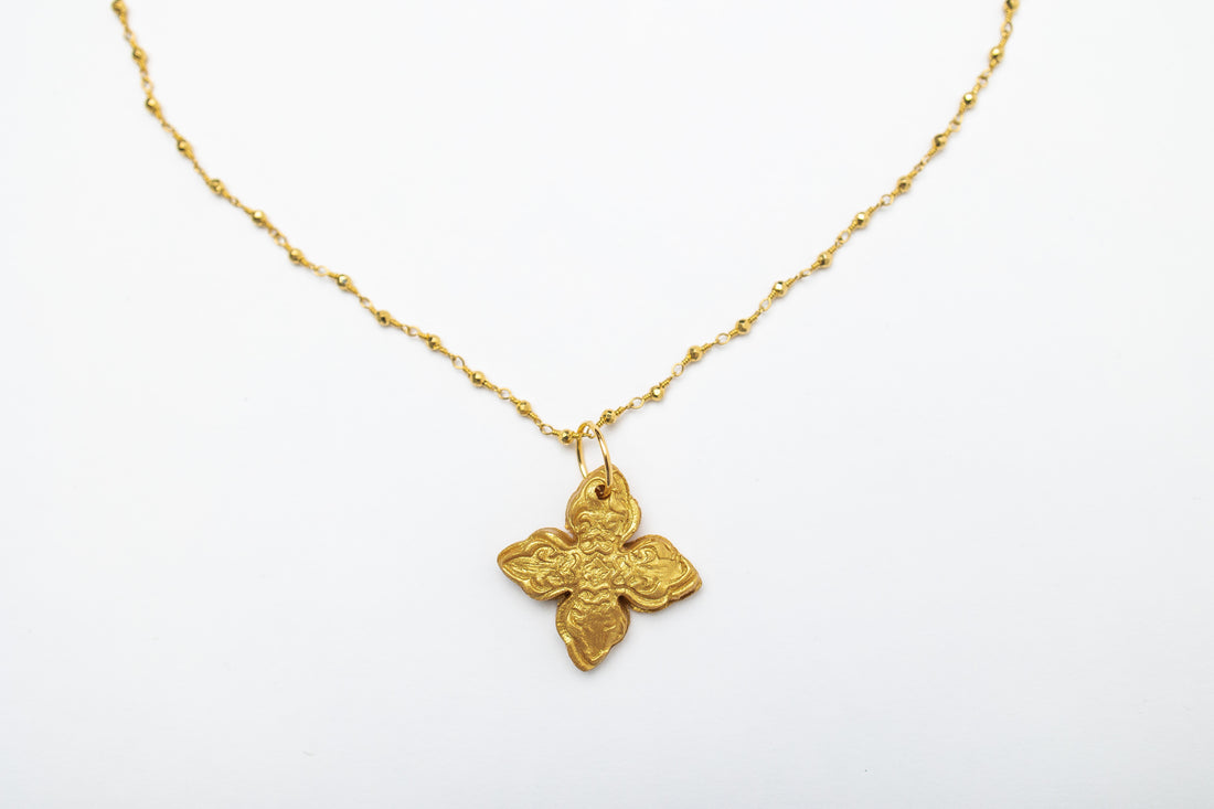 Gold Pyrite Chain with Kait Cross