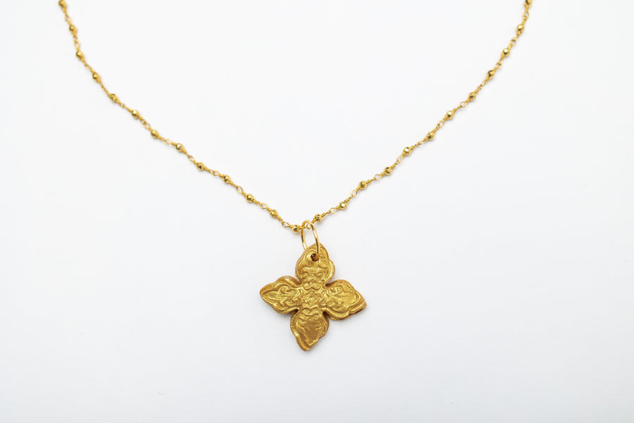 Gold Pyrite Chain with Kait Cross
