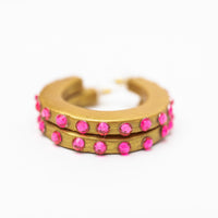 Pink Studded Hoops