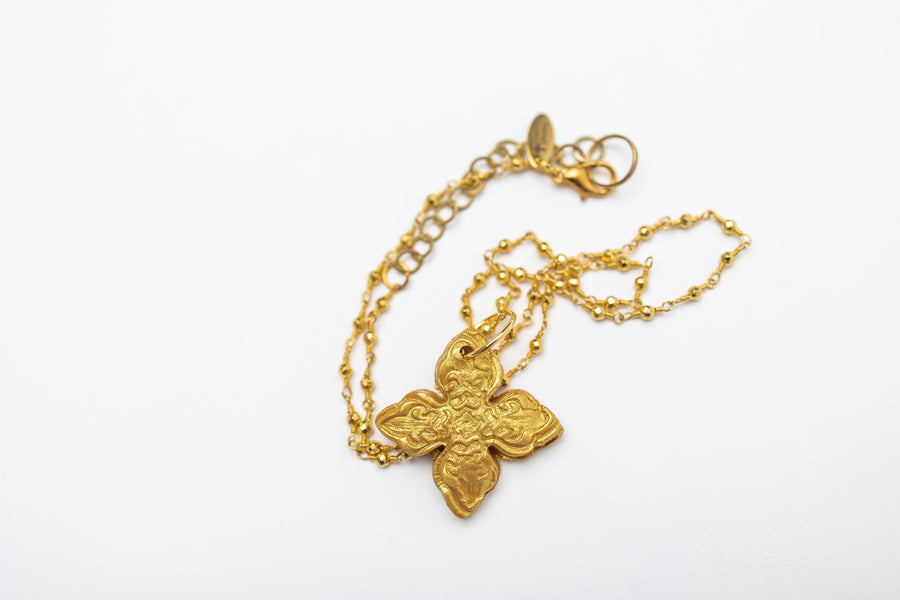 Gold Pyrite Chain with Kait Cross