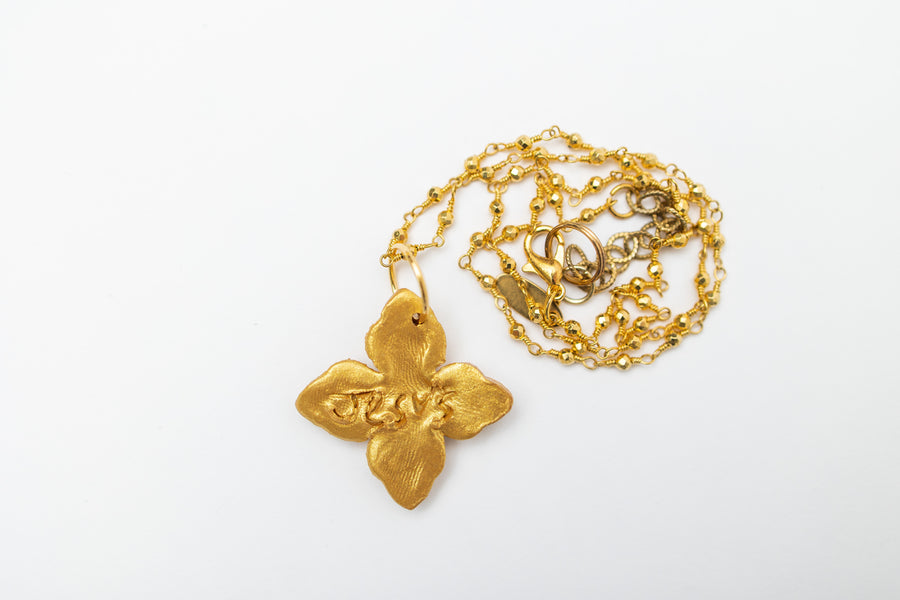 Gold Pyrite Chain with Kait Cross
