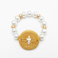 Pearls with Pearl Cross Bracelet