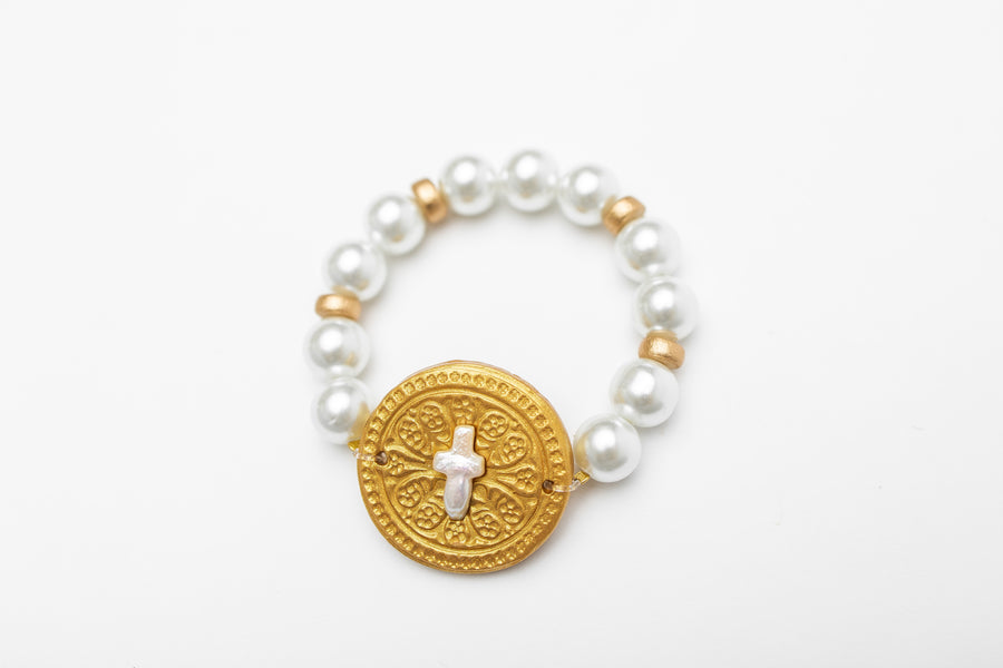 Pearls with Pearl Cross Bracelet