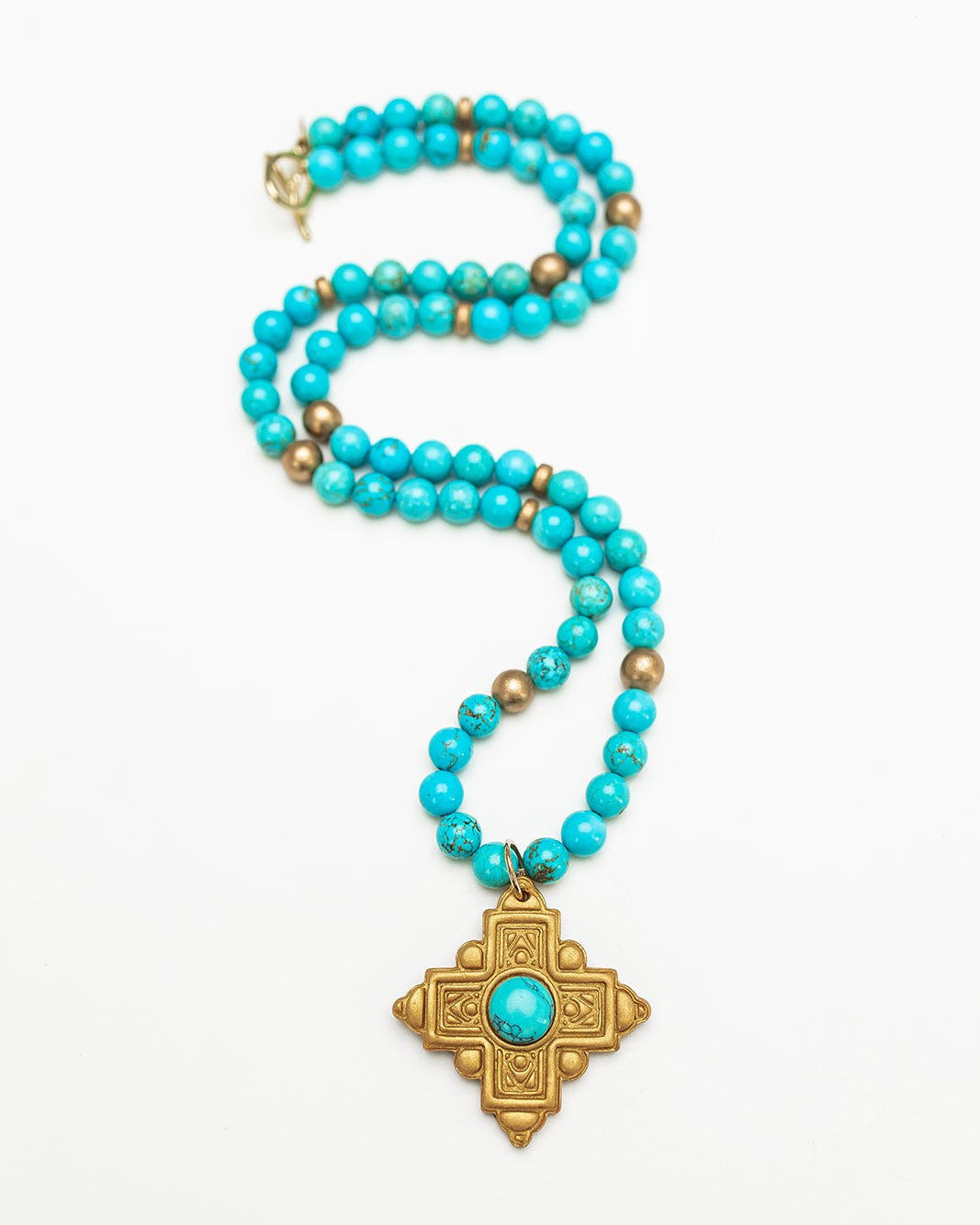 34" Turquoise Jade with Ellie Cross