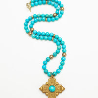 34" Turquoise Jade with Ellie Cross