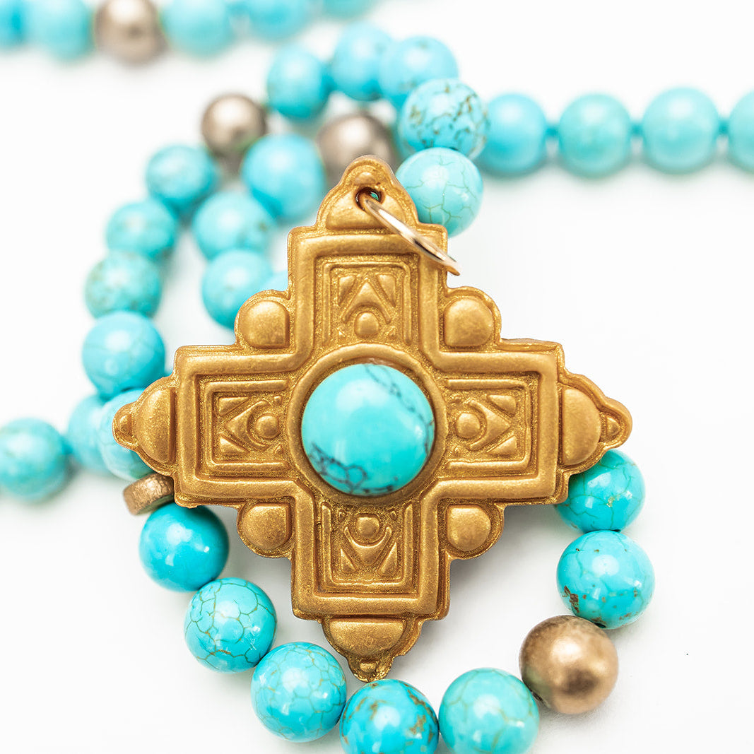 34" Turquoise Jade with Ellie Cross