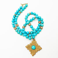 34" Turquoise Jade with Ellie Cross