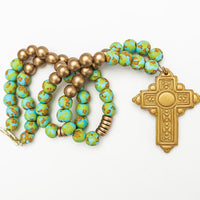 34" Rainforest Green Glass with Mary Cross