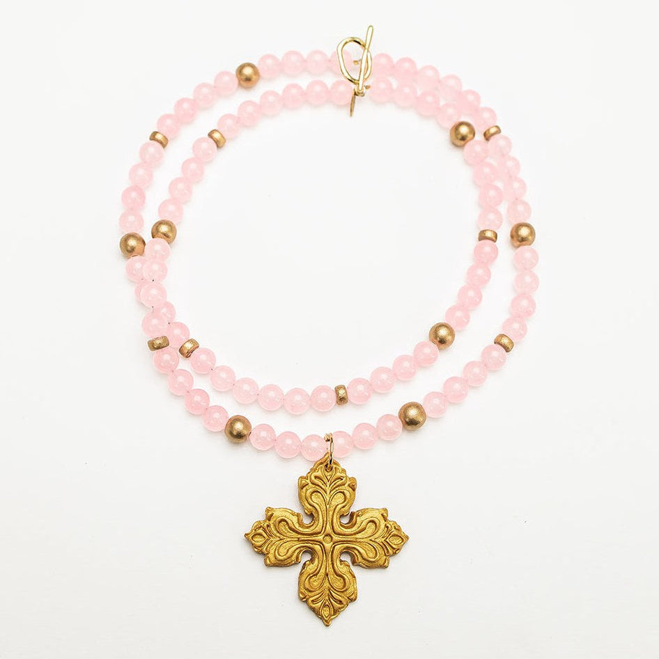 18" Double Light Pink Jade with April Cross