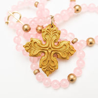 18" Double Light Pink Jade with April Cross