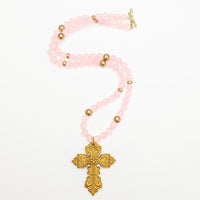 34" Light Pink Jade with Miriam Cross