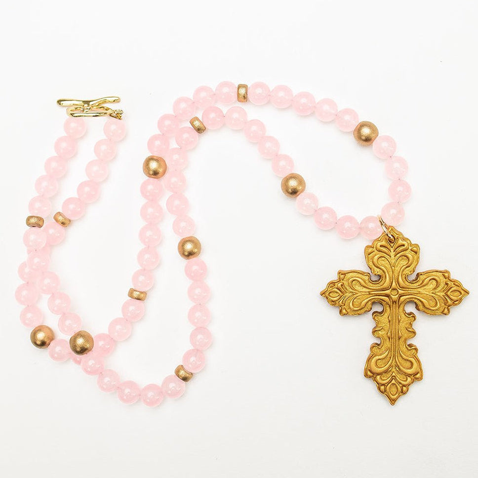 34" Light Pink Jade with Miriam Cross
