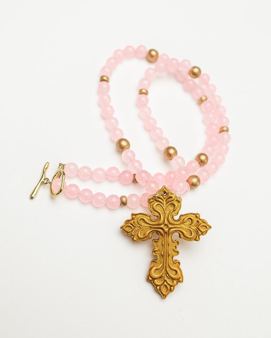 34" Light Pink Jade with Miriam Cross