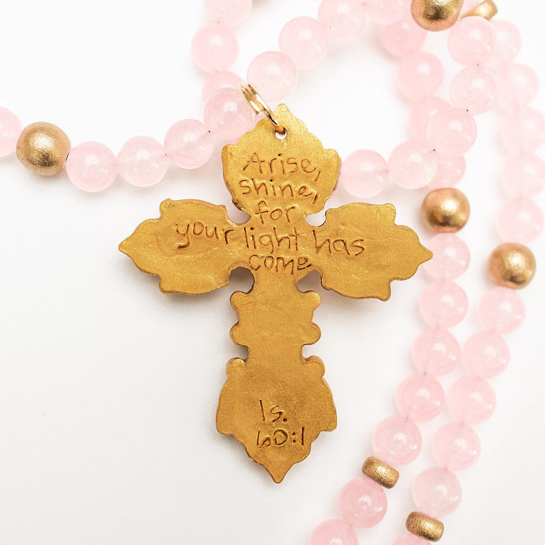 34" Light Pink Jade with Miriam Cross