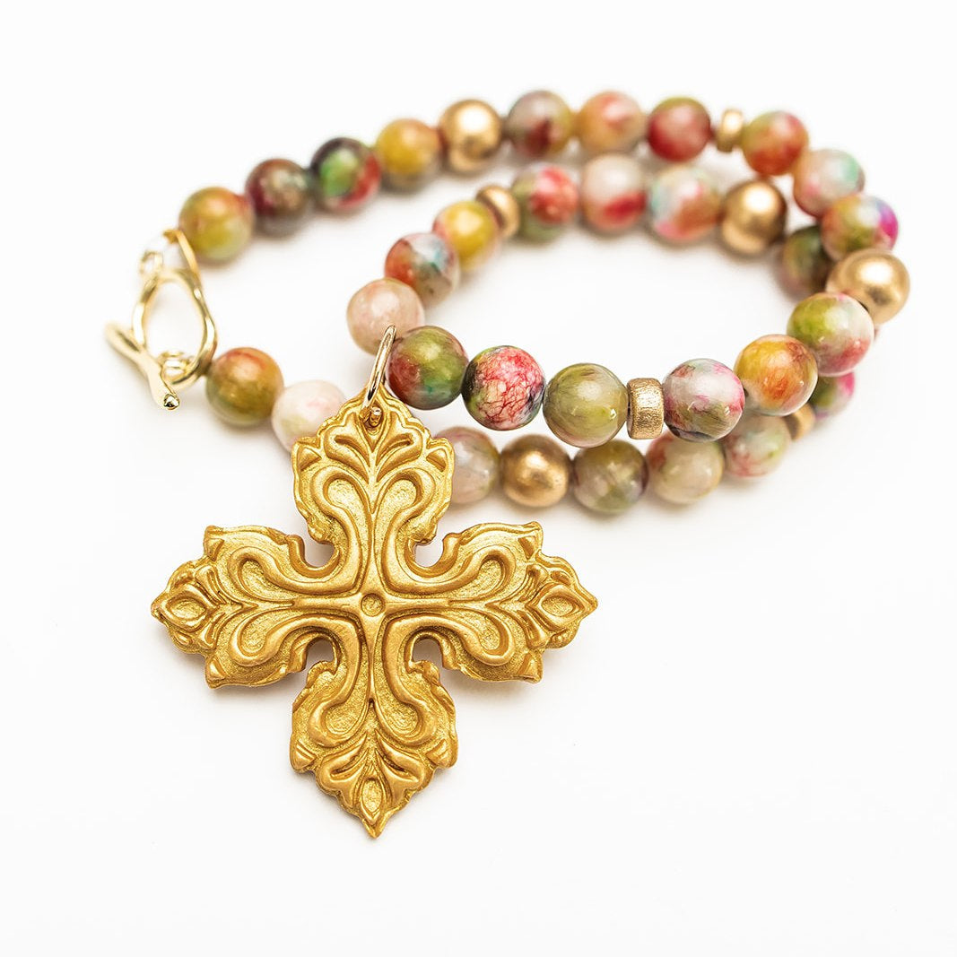 18" Pink Candy Jade with April Cross