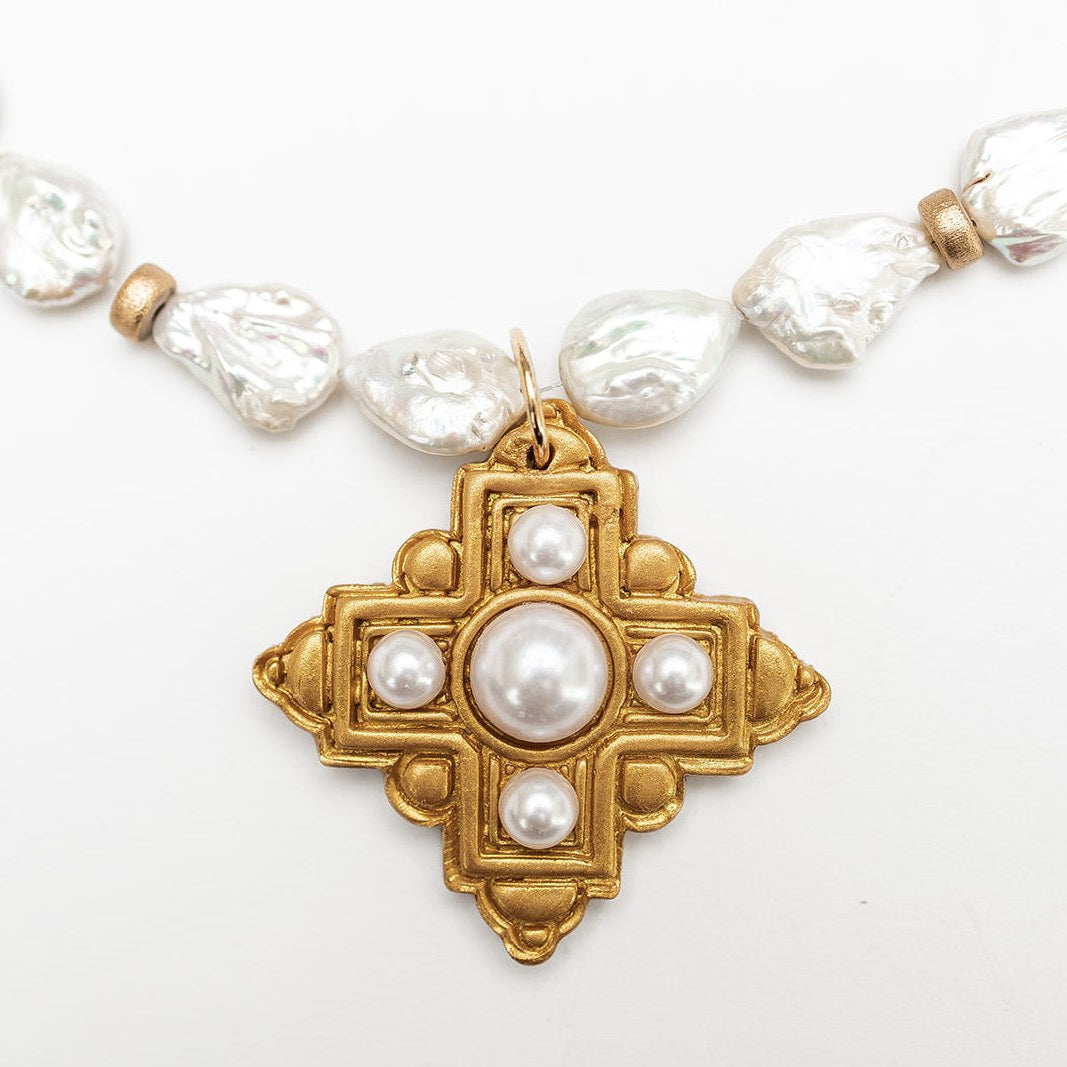 Teardrop Fresh Water Pearls with Ellie Pearl Cross