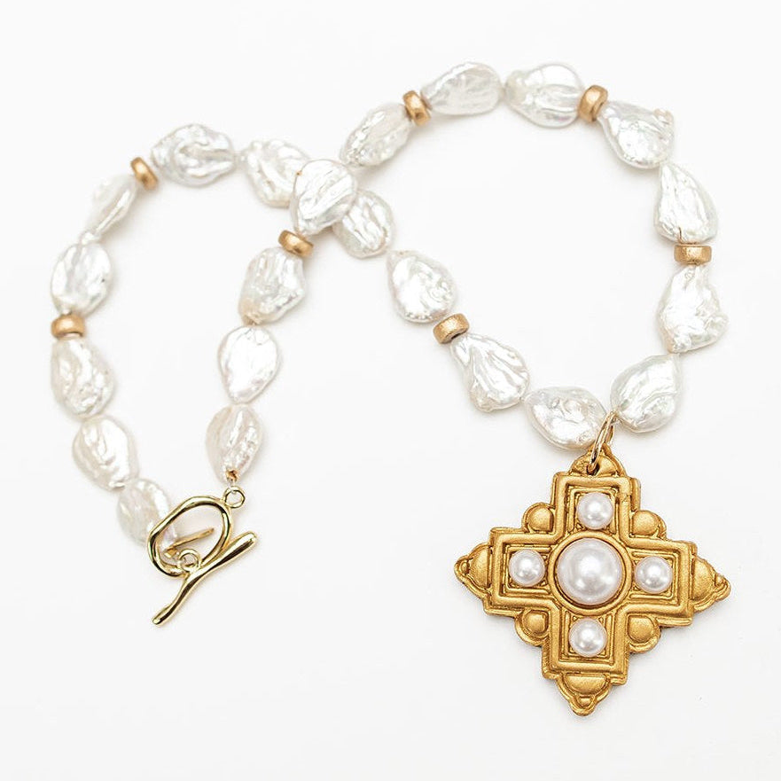 Teardrop Fresh Water Pearls with Ellie Pearl Cross