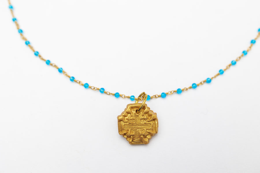 Turquoise Chain with Jerusalem Cross