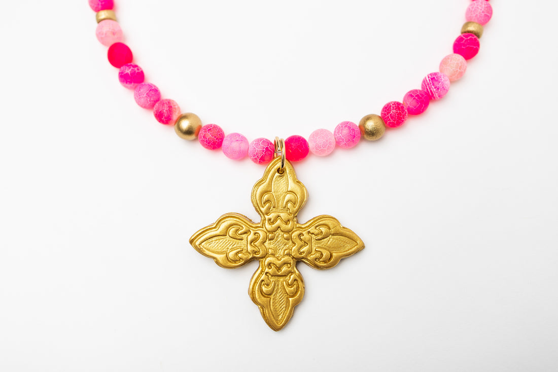 Pink Fire Agate with Kait Cross
