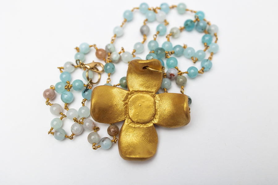 Amazonite Chain with Dogwood Blossom