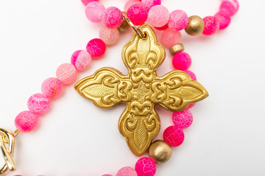 Pink Fire Agate with Kait Cross