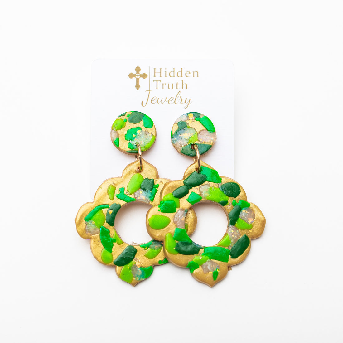 Green Multi Confetti Dangles